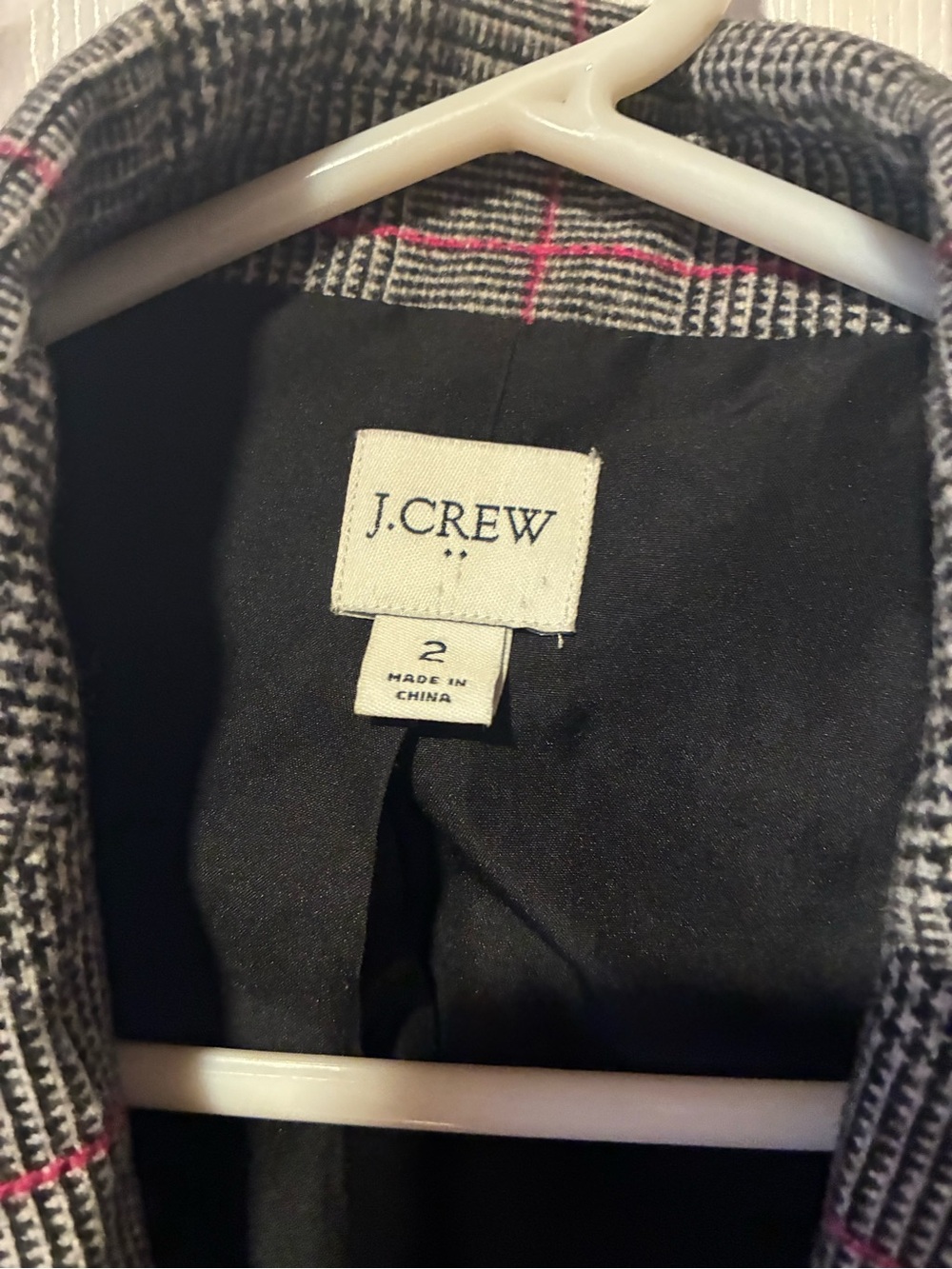 J Crew Womens Grey Glen Plaid One Button Wool Blend Blazer Jacket Career Size 2 - Picture 2 of 4